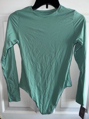 Auden Long Sleeve Aqua Green Bodysuit Size Medium NWT